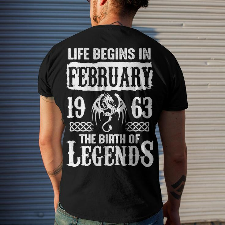 February 1963 Birthday Life Begins In February 1963 Men's T-Shirt Back Print Gifts for Him