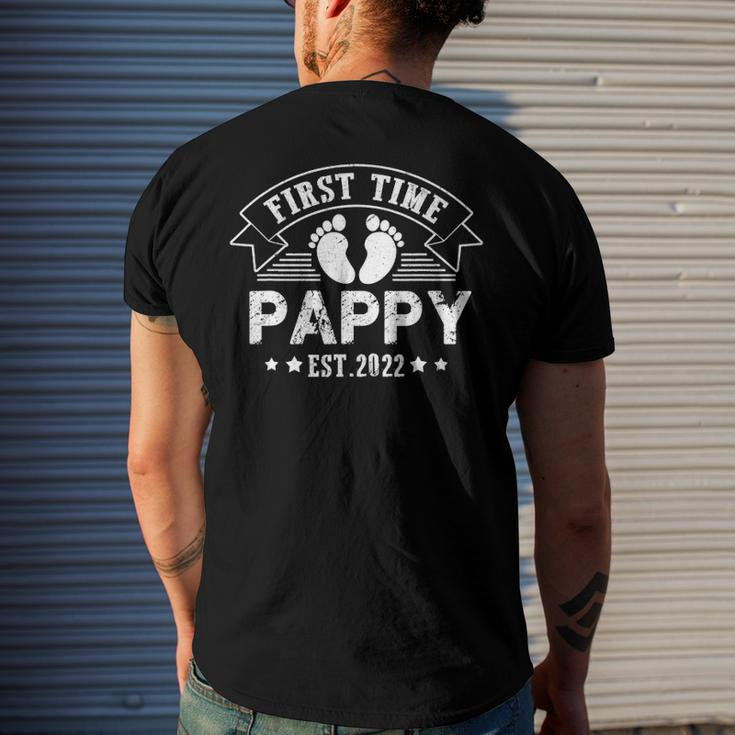 Mens First Time Pappy Est 2022 Fathers Day Men's Back Print T-shirt Gifts for Him