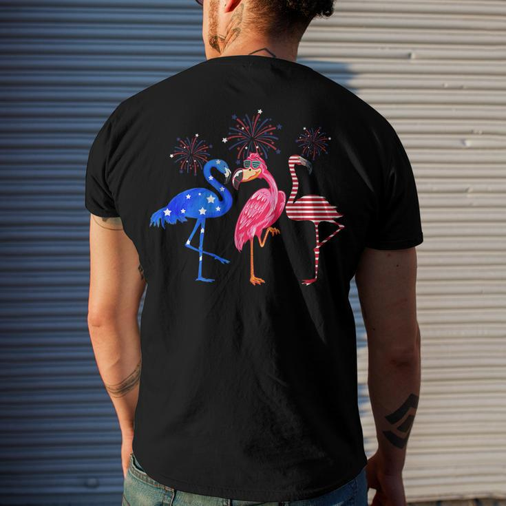 Flamingos Usa Flag 4Th Of July Independence Day Patriotic Men's T-shirt Back Print Gifts for Him