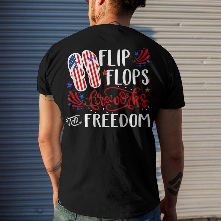 Flip Flops Fireworks And Freedom 4Th Of July V2 Men's Back Print T-shirt Gifts for Him