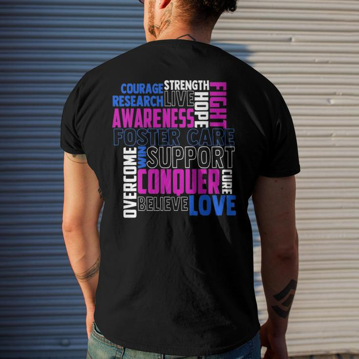 Foster Care Awareness Adoption Related Blue Ribbon Men's Back Print T-shirt Gifts for Him