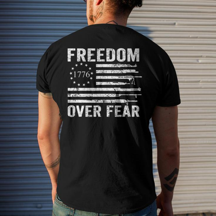 Freedom Over Fear - Pro Gun Rights 2Nd Amendment Guns Flag Men's Back Print T-shirt Gifts for Him