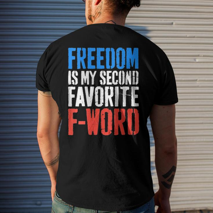 Womens Freedom Is My Second Favorite F-Word 4Th Of July V-Neck Men's Back Print T-shirt Gifts for Him