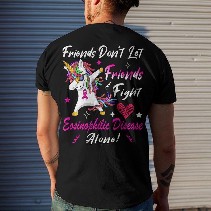 Friends Dont Let Friends Fight Eosinophilic Disease Alone Pink Ribbon Eosinophilic Disease Eosinophilic Disease Awareness Men's Crewneck Short Sleeve Back Print T-shirt Gifts for Him