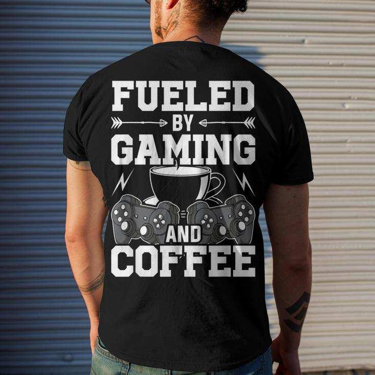 Fueled By Gaming And Coffee Video Gamer Gaming Men's T-shirt Back Print Gifts for Him