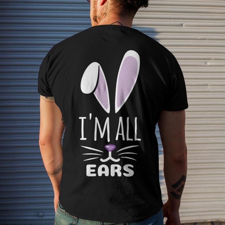 Funny Cute Pastel Purple Bunny Im All Ears Rabbit Happy Easter Day Gift For Girls Women Mom Mommy Family Birthday Holiday Christmas Men's Crewneck Short Sleeve Back Print T-shirt Gifts for Him