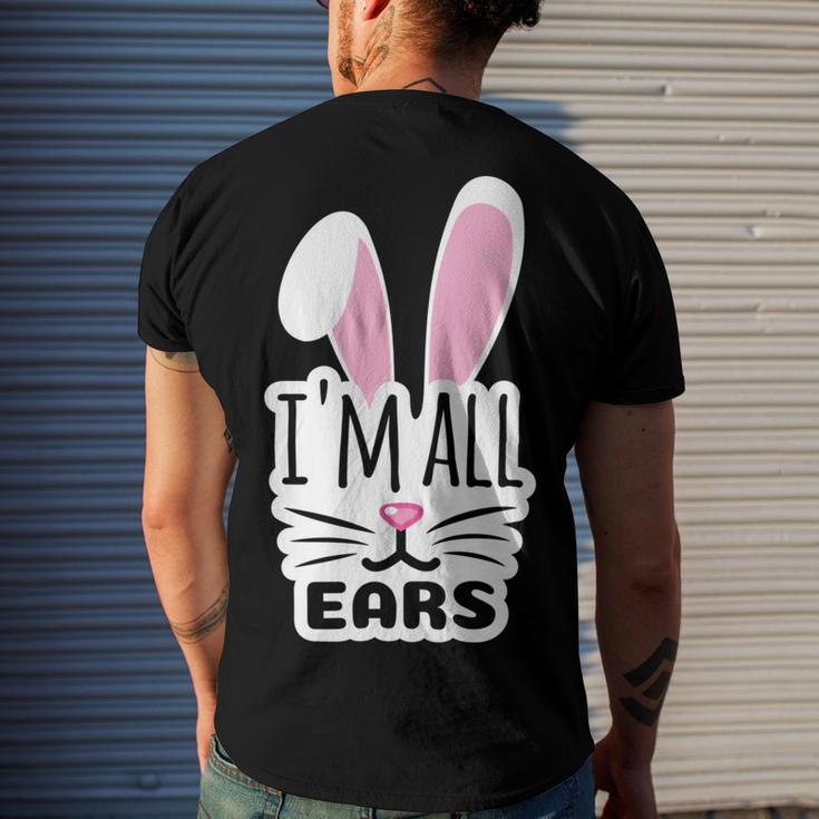 Funny Cute Pink Bunny Im All Ears Rabbit Happy Easter Day Gift For Girls Women Mom Mommy Family Birthday Holiday Christmas Men's Crewneck Short Sleeve Back Print T-shirt Gifts for Him