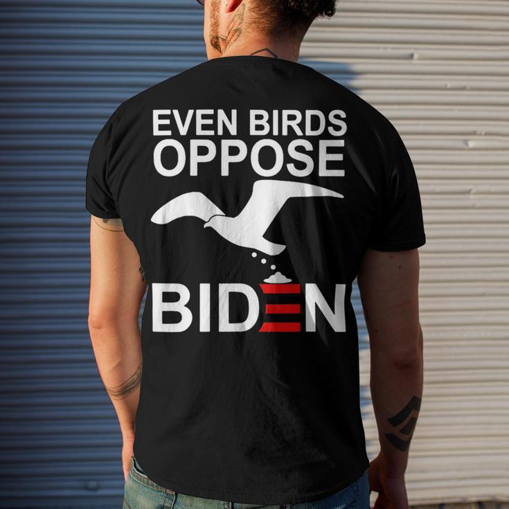 Funny Even Birds Oppose Biden Men's Crewneck Short Sleeve Back Print T-shirt Gifts for Him