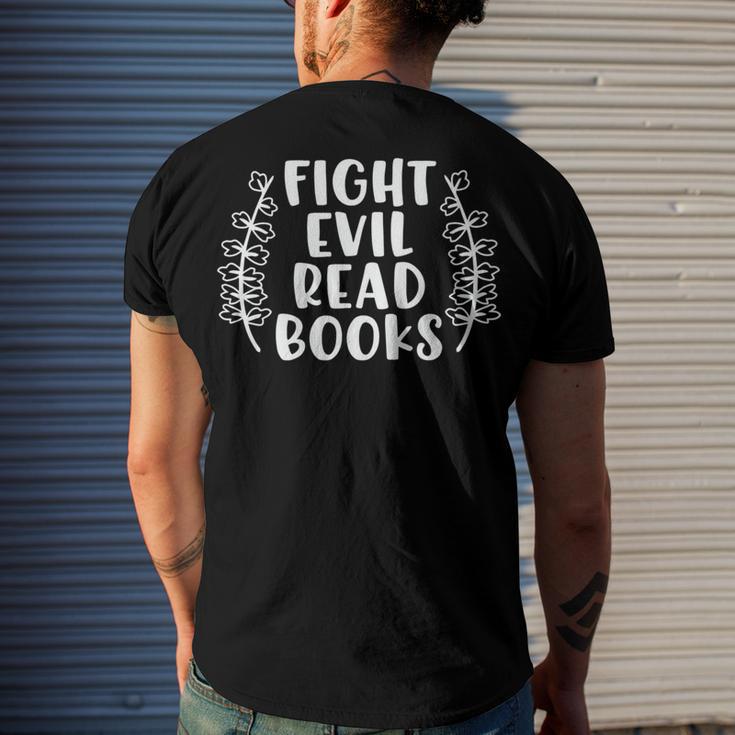 Funny Fight Evil Read Books Men's Crewneck Short Sleeve Back Print T-shirt Gifts for Him