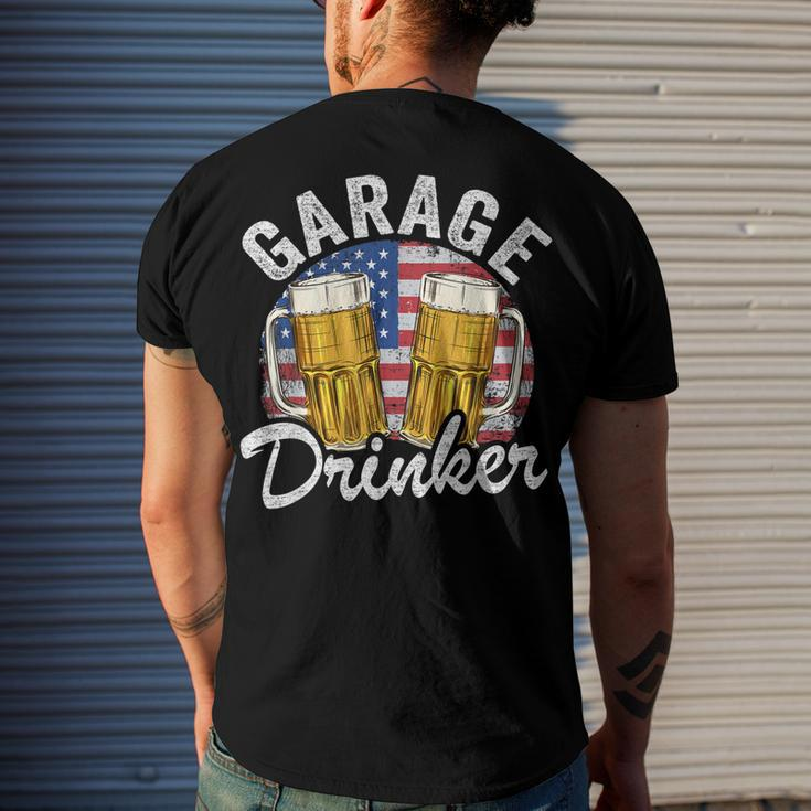 Garage Drinker 4Th Of July American Flag Dad Mens Garage Men's T-shirt Back Print Gifts for Him