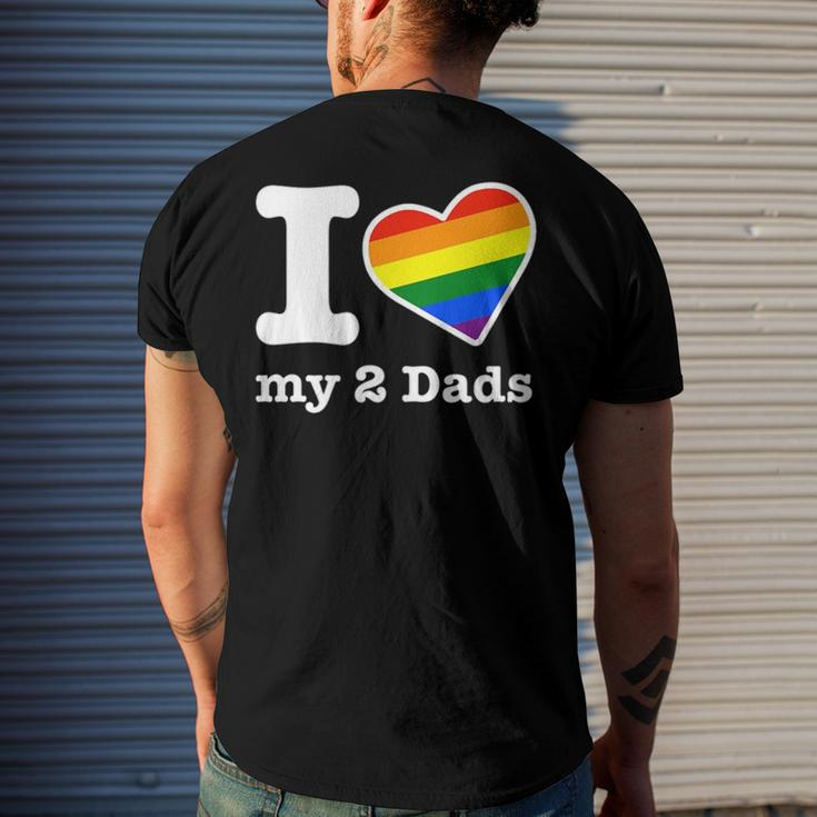 Gay Dads I Love My 2 Dads With Rainbow Heart Men's Back Print T-shirt Gifts for Him