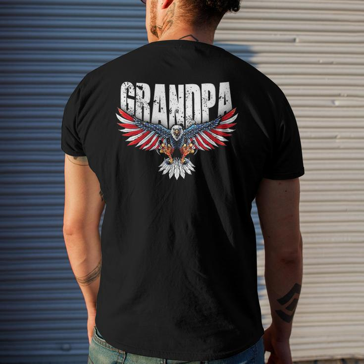 Mens Grandpa Vintage Usa Flag Bald Eagle Patriotic 4Th Of July Men's Back Print T-shirt Gifts for Him