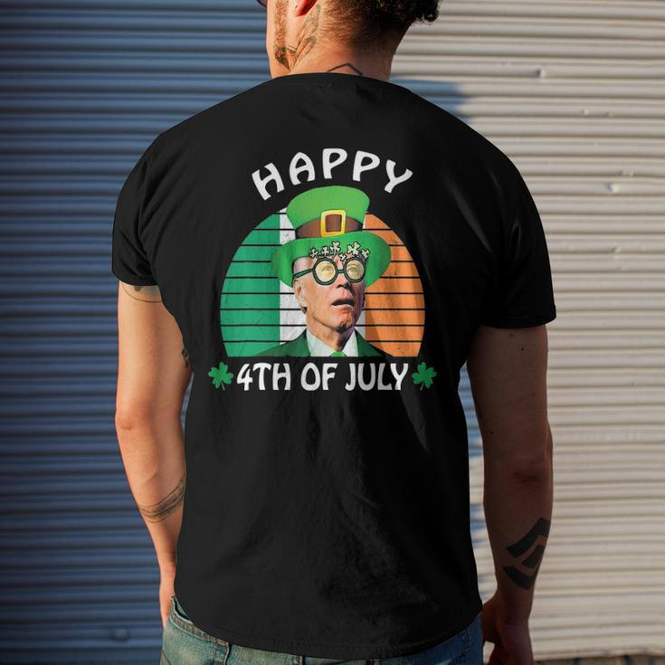 Happy 4Th Of July Joe Biden Leprechaun St Patricks Day Men's Back Print T-shirt Gifts for Him
