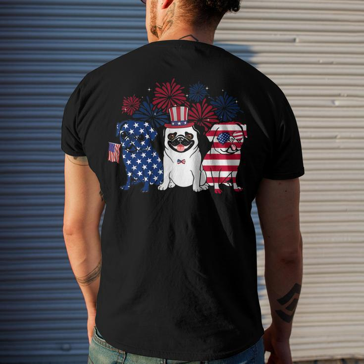 Happy 4Th July Three Blue White Pug And Red Men's T-shirt Back Print Gifts for Him
