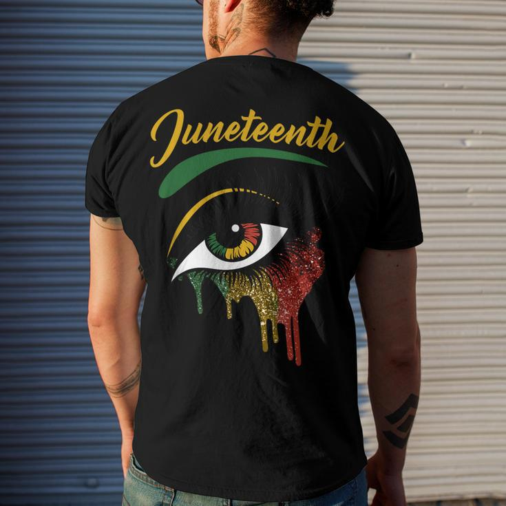 Happy Juneteenth 1865 Bright Eyes Melanin Retro Black Pride Men's Back Print T-shirt Gifts for Him