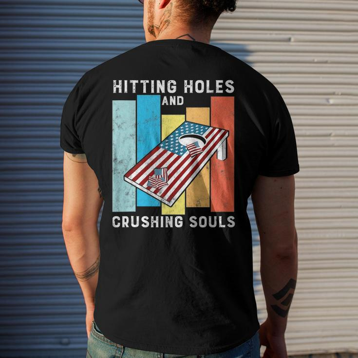 Hitting Holes And Crushing Souls Retro Style Cornhole Men's Back Print T-shirt Gifts for Him