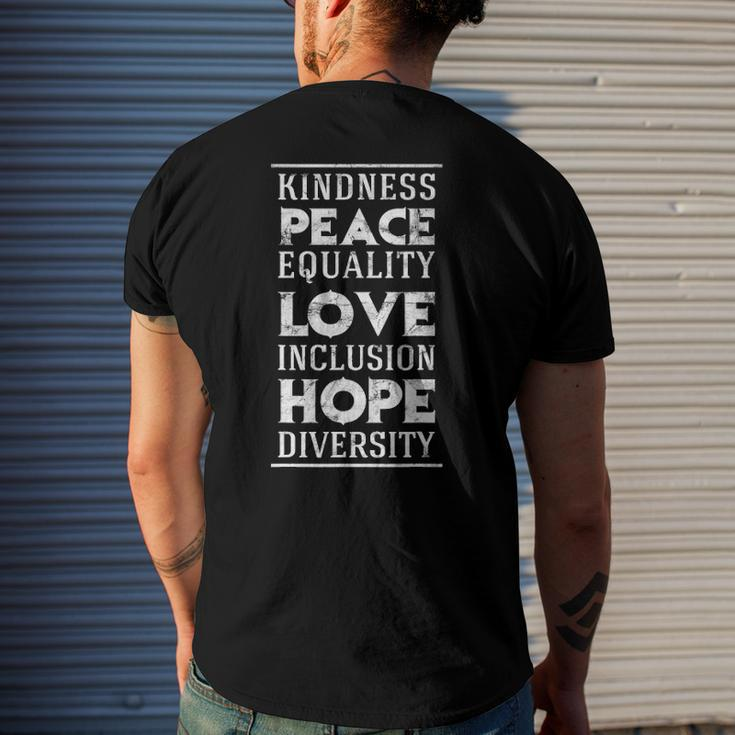 Human Kindness Peace Equality Love Inclusion Diversity Men's Back Print T-shirt Gifts for Him