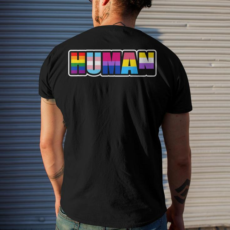 Human Lgbt Flag Gay Pride Month Transgender Men's Back Print T-shirt Gifts for Him