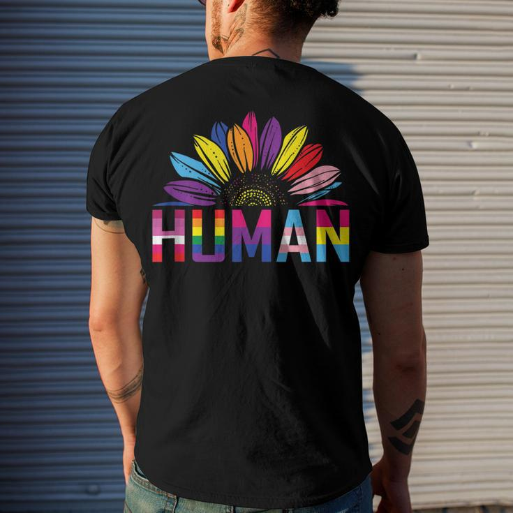 Human Lgbtq Month Pride Sunflower Men's Back Print T-shirt Gifts for Him