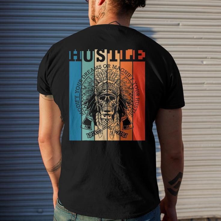 Hustle Retro Native American Indian Hip Hop Music Lover Men's Back Print T-shirt Gifts for Him