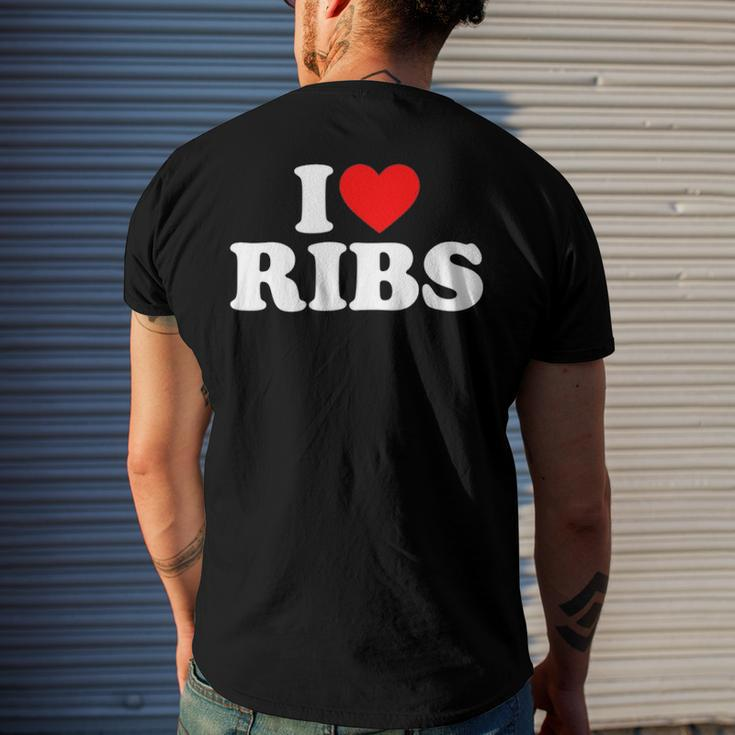 I Love Ribs I Heart Ribs Food Lover Men's Crewneck Short Sleeve Back Print T-shirt Gifts for Him