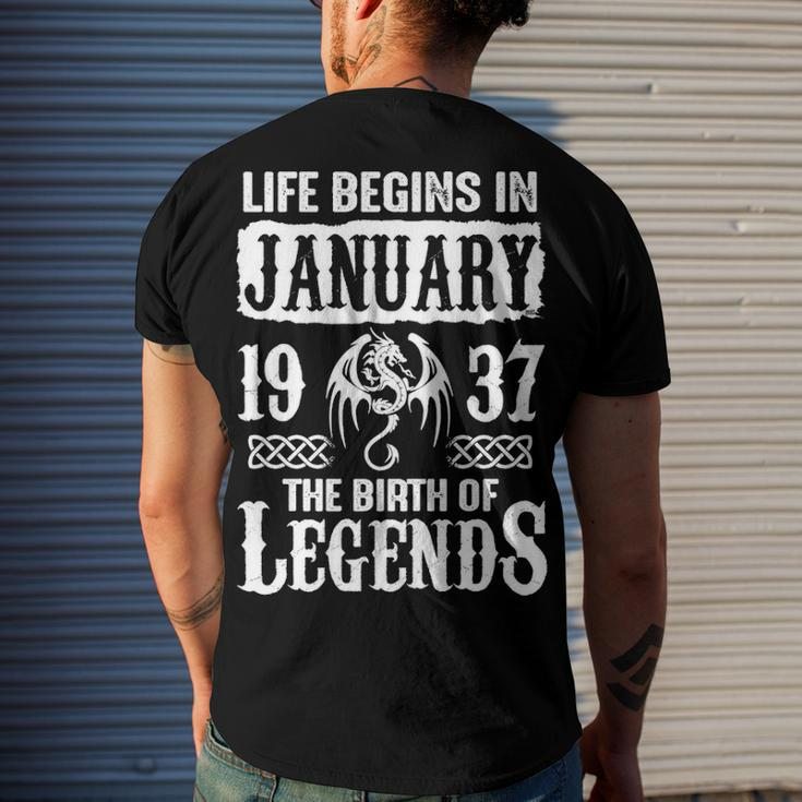 January 1937 Birthday Life Begins In January 1937 Men's T-Shirt Back Print Gifts for Him