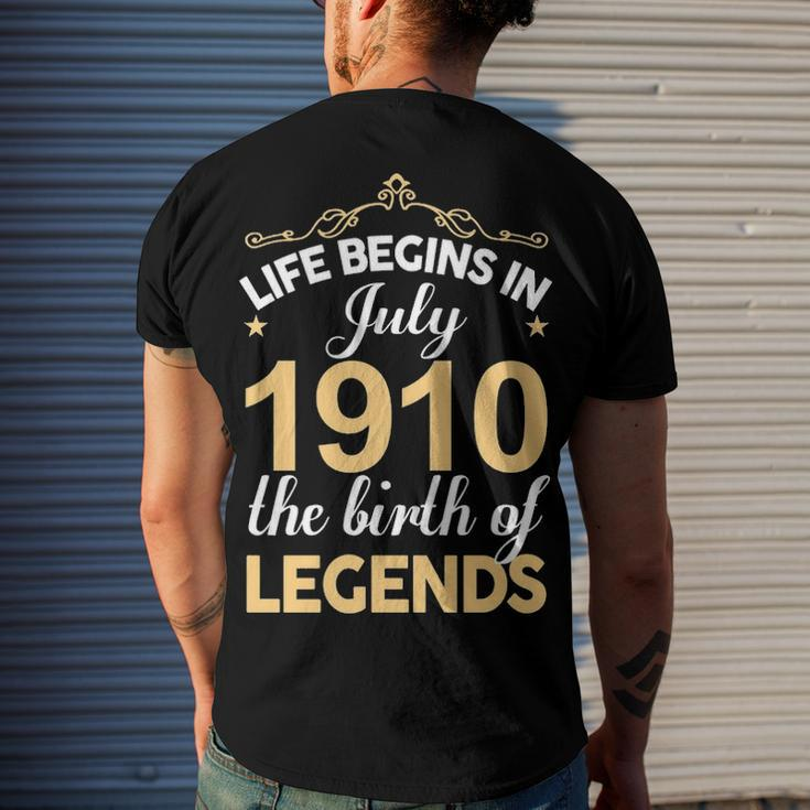 July 1910 Birthday Life Begins In July 1910 V2 Men's T-Shirt Back Print Gifts for Him