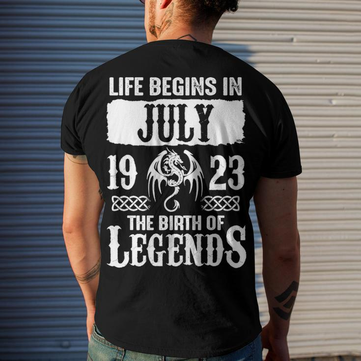 July 1923 Birthday Life Begins In July 1923 Men's T-Shirt Back Print Gifts for Him