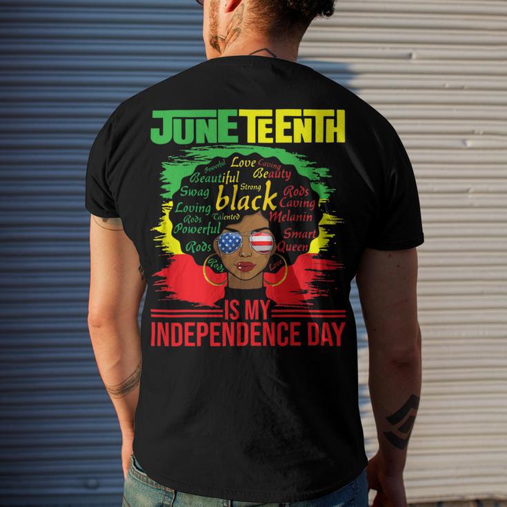 Juneteenth Is My Independence Day African Flag Black History Men's Crewneck Short Sleeve Back Print T-shirt Gifts for Him