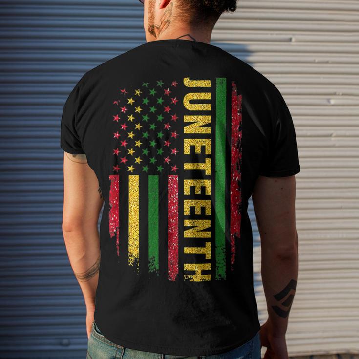 Juneteenth Us Flag Black King Melanin Dad Men Fathers Day Men's Crewneck Short Sleeve Back Print T-shirt Gifts for Him