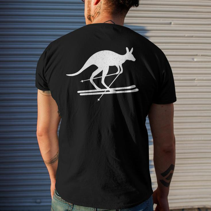 Kangaroo Skiing Fun Winter Sports Australia Travel Men's Back Print T-shirt Gifts for Him