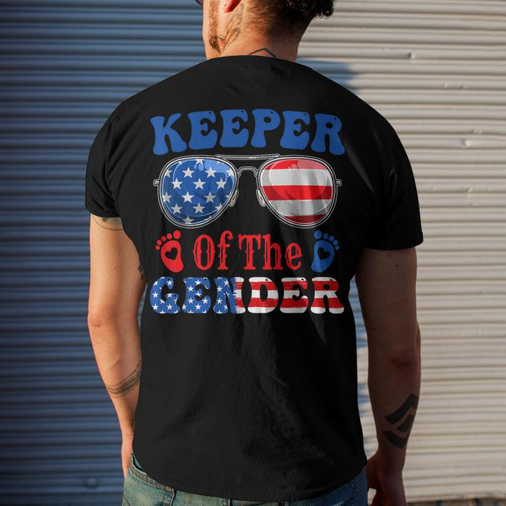 Keeper Of The Gender 4Th Of July Baby Gender Reveal Men's Back Print T-shirt Gifts for Him