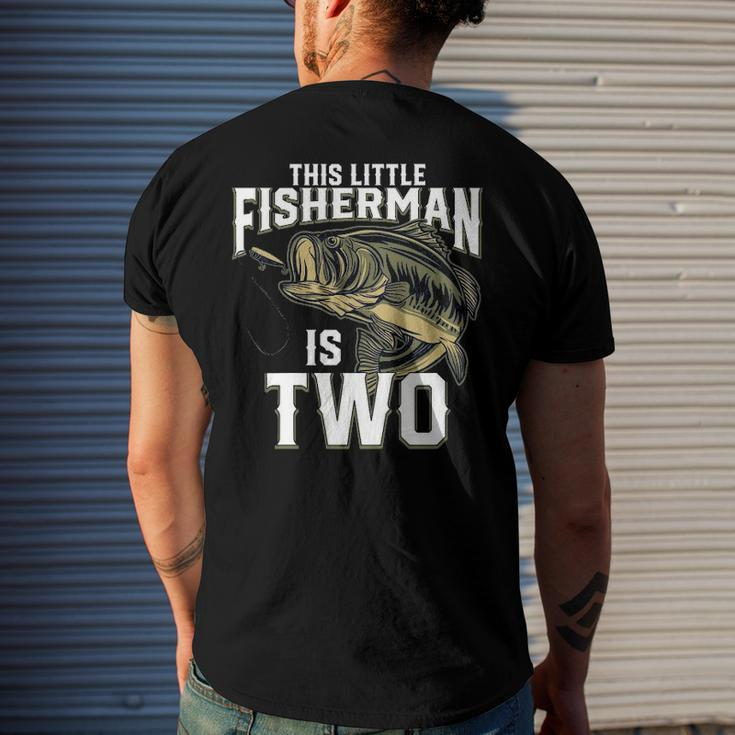 Kids 2 Years Old Fishing Birthday Party Fisherman 2Nd For Boy Men's Back Print T-shirt Gifts for Him