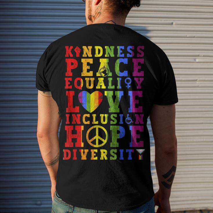 Kindness Equality Love Lgbtq Rainbow Flag Gay Pride Month Men's Back Print T-shirt Gifts for Him