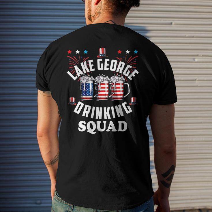 Lake George Drinking Squad 4Th Of July Usa Flag Beer Men's Back Print T-shirt Gifts for Him