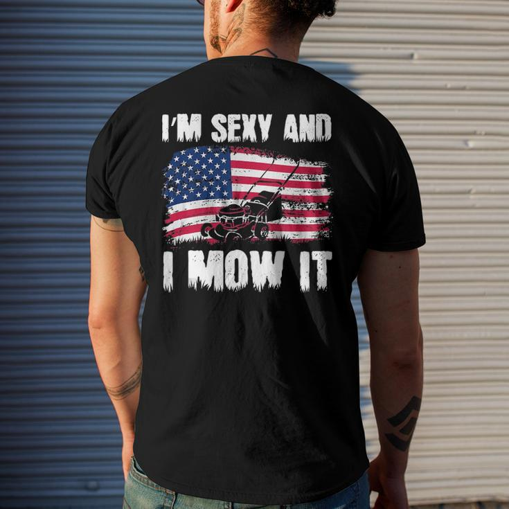 Lawn Mowing Usa Proud Im Sexy And I Mow It Men's Back Print T-shirt Gifts for Him