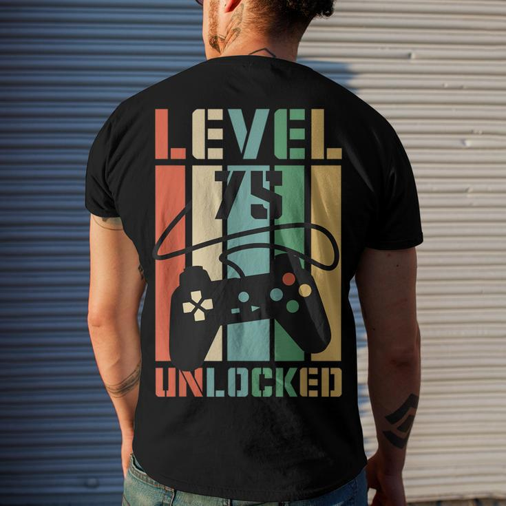 Level 75 Unlocked Video Game 75Th Birthday Gamer Party Men's T-shirt Back Print Gifts for Him