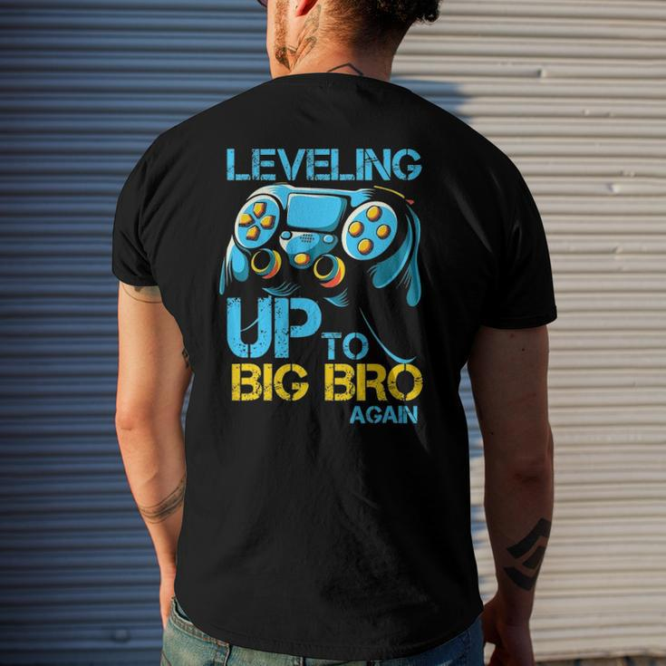 Leveling Up To Big Bro Again Gaming Lovers Vintage Men's Back Print T-shirt Gifts for Him