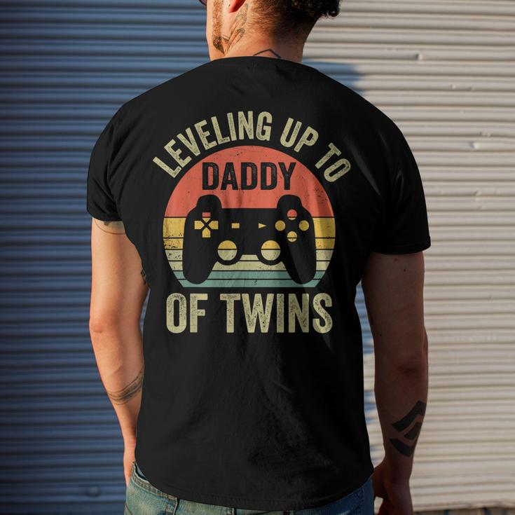 Leveling Up To Daddy Of Twins Expecting Dad Video Gamer Men's T-shirt Back Print Gifts for Him