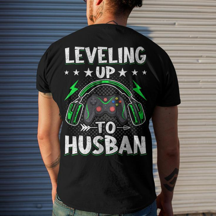 Leveling Up To Husban Husband Video Gamer Gaming Men's T-shirt Back Print Gifts for Him
