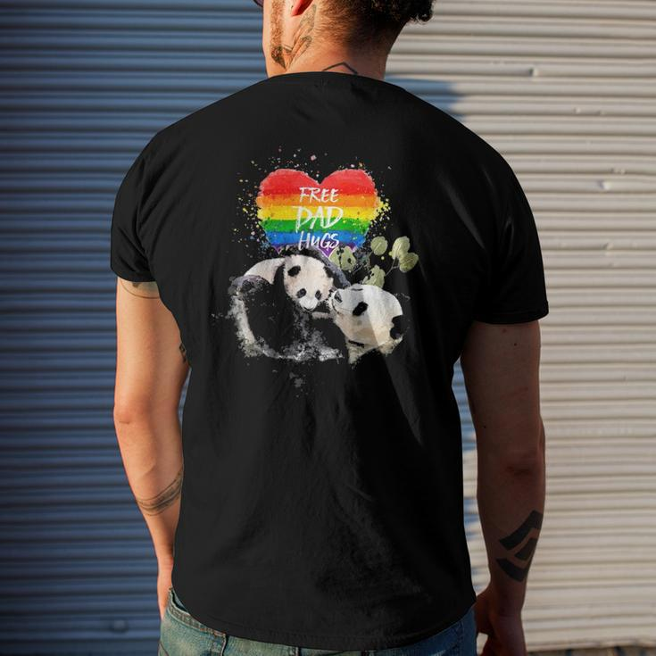 Lgbt Pride Papa Panda Bear Free Dad Hugs Fathers Day Love Raglan Baseball Tee Men's Back Print T-shirt Gifts for Him