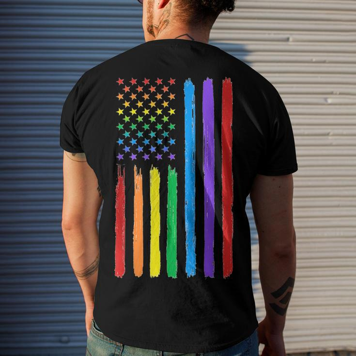 Lgbtq American Flag Pride Rainbow Gay Lesbian Bi Transgender Men's Back Print T-shirt Gifts for Him
