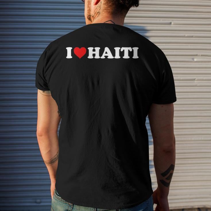 I Love Haiti - Red Heart Men's Back Print T-shirt Gifts for Him