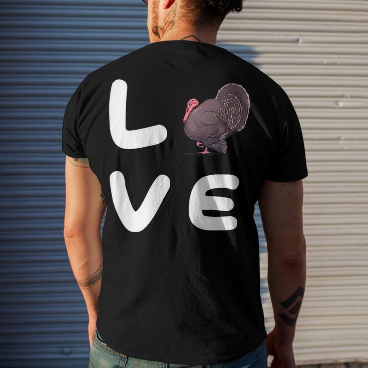 Love Turkeys Funny Turkey Thanksgiving 16 Shirt Men's Crewneck Short Sleeve Back Print T-shirt Gifts for Him