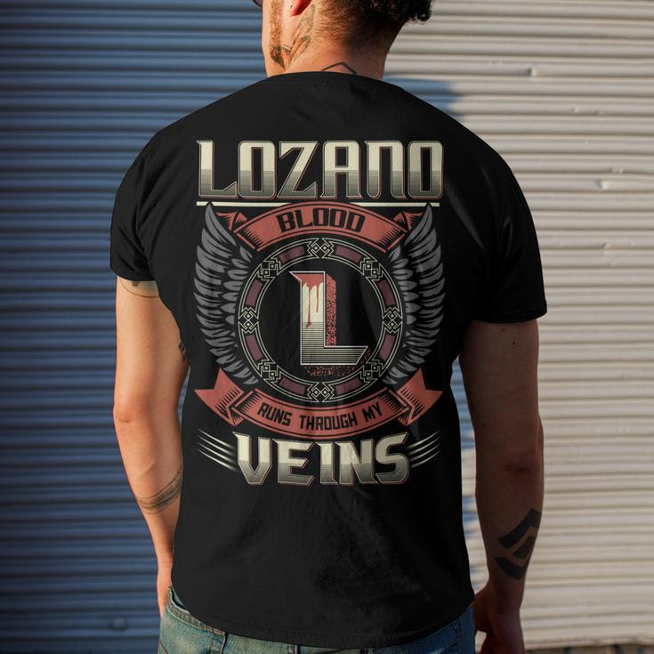 Lozano Blood Run Through My Veins Name Men's Crewneck Short Sleeve Back Print T-shirt Gifts for Him