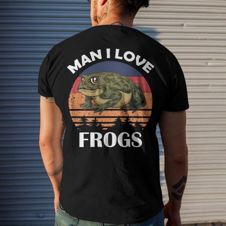 Man I Love Frogs Funny Retro Frog Men's Crewneck Short Sleeve Back Print T-shirt Gifts for Him