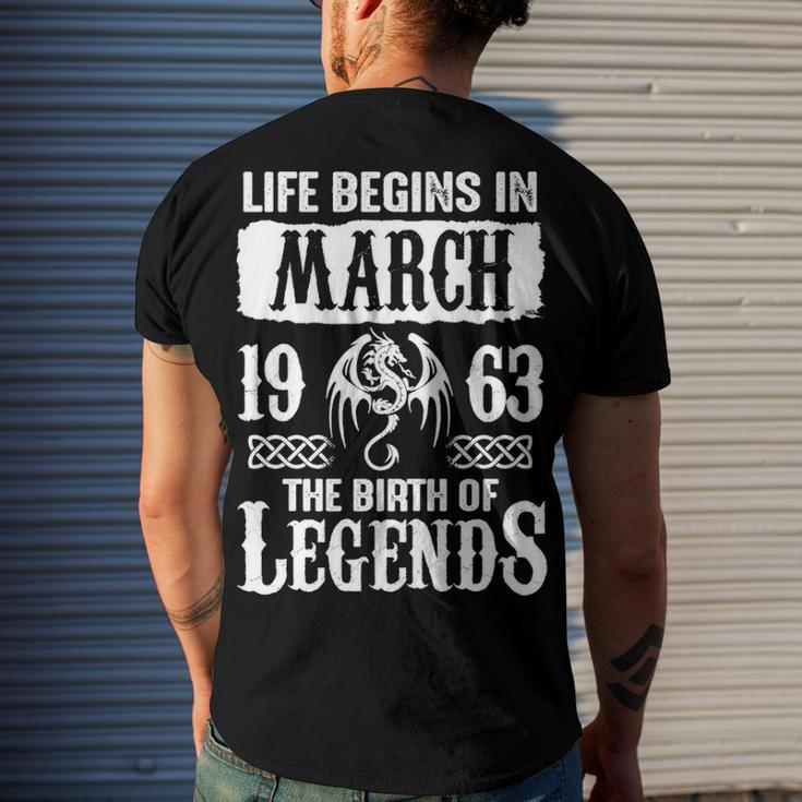 March 1963 Birthday Life Begins In March 1963 Men's T-Shirt Back Print Gifts for Him