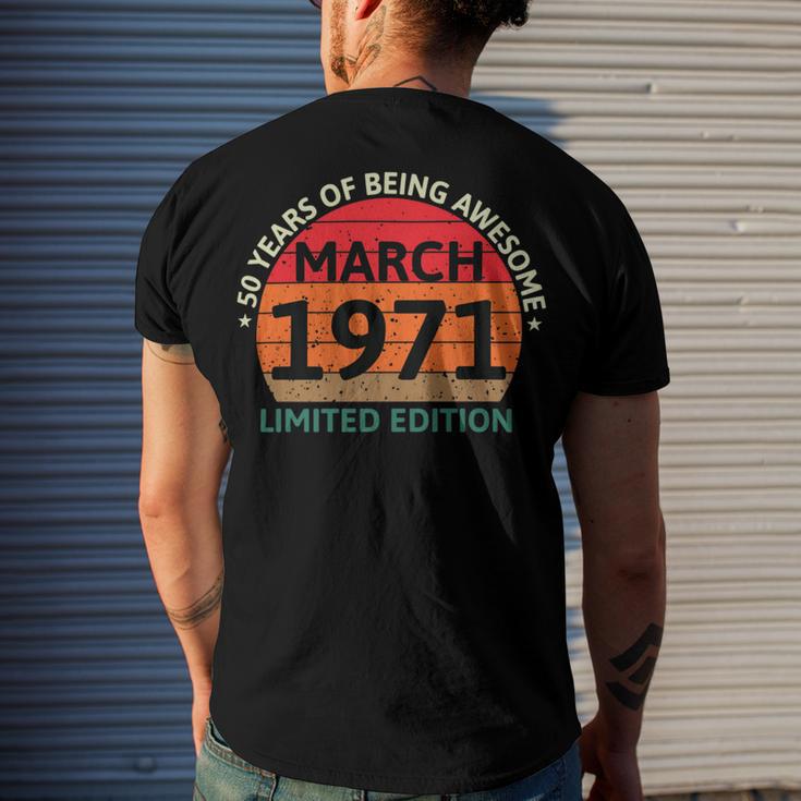 March 1971 50 Years Old Retro Vintage 50Th Birthday Men's Crewneck Short Sleeve Back Print T-shirt Gifts for Him