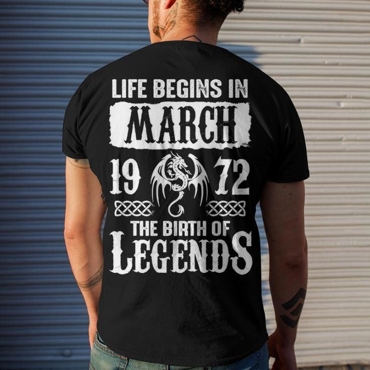 March 1972 Birthday Life Begins In March 1972 Men's T-Shirt Back Print Gifts for Him