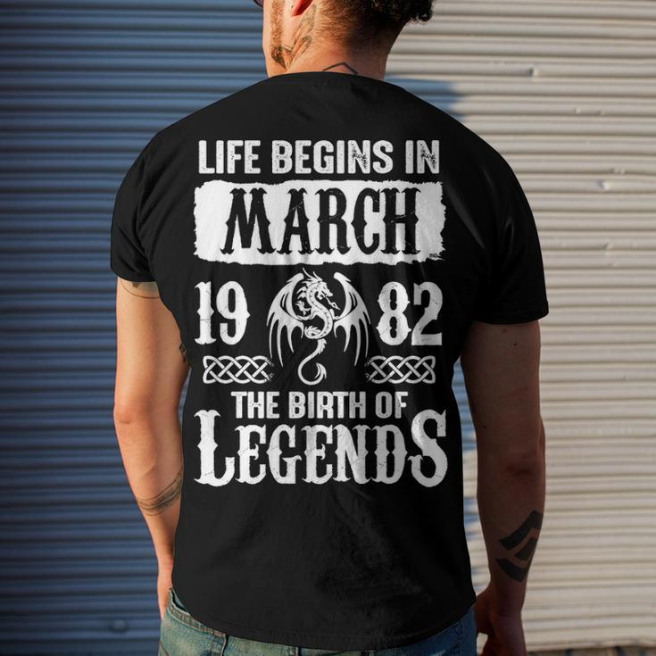 March 1982 Birthday Life Begins In March 1982 Men's T-Shirt Back Print Gifts for Him